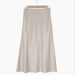 Quince Washable Silk Midi Skirt in Champagne